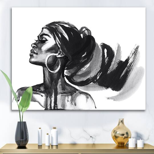 Designart - Monochrome Portrait of African American Woman IV